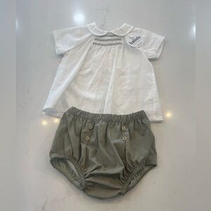 Babidu White and Green Diaper Cover Set